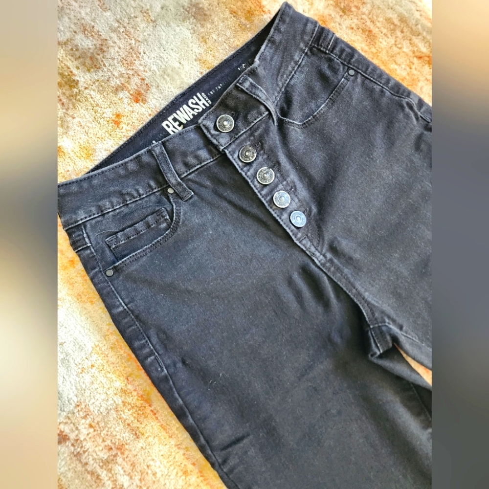Rewash High-Rise Buttonfly Distressed Wedge Jeans
